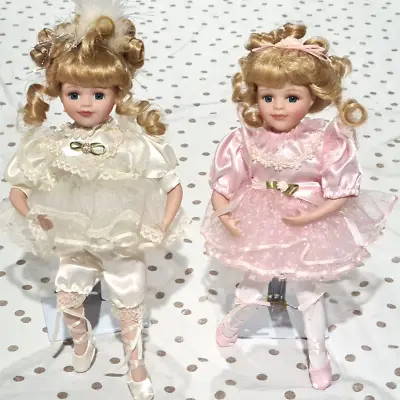 Vintage 1990s Homeart Porcelain Dolls Pair Of Ballerinas Lucy #5375 • $48