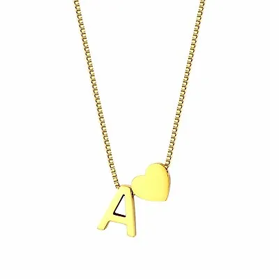 Women Gold Silver Tone Initial Alphabet Letter Heart Pendant Necklace A-Z 20'' • $9.99