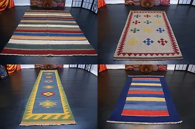 Handwoven Ghashgai Kilim Carpet Handmade Wool Various UK Child Size • $161.37
