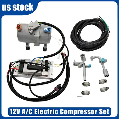 $344.99 • Buy Electric Compressor Set For Auto AC Air Conditioning Car Truck Bus A/C 12V DC US