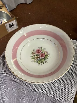 Vintage Japan Serving Bowl 9  JAPAN Pink White Floral • $7.49