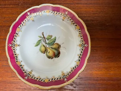 Old Paris Porcelain Bowl Gold Gilt Pink Green Pears Victor Etienne Napoleon III • $81.70