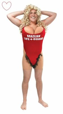 £24.99 • Buy Mens Life Guard Costume Fancy Dress Hairy Mary Funny Stag 