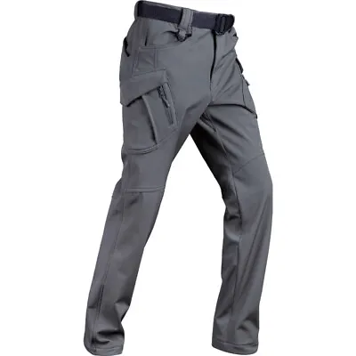 Winter Men Waterproof Softshell Tactical Pants Cargo Fleece Pants Hiking • $46.49