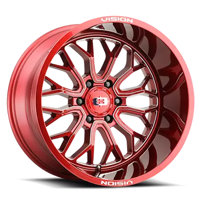 4 New 24x12 Vision 402 Riot Red Milled Spoke 8x165.1 8x6.5 ET-51 Wheels Rims • $1359