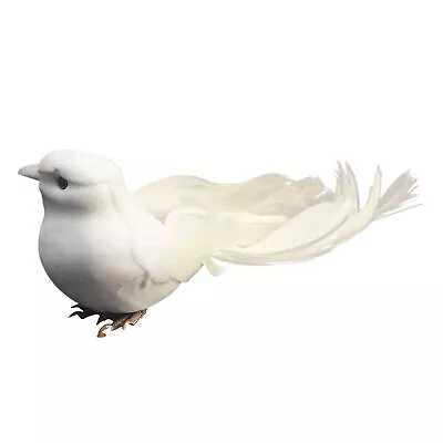 Bird Crafts Foam Decor White Mini Miniature Artificial Pigeons Cute Feather • $6.50