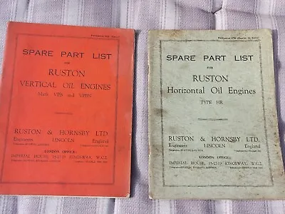 £12.50 • Buy 2 Vintage Ruston & Hornsby Oil Engine Spare Part List Catalogues 