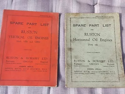 £12.50 • Buy 2 Vintage Ruston & Hornsby Oil Engine Spare Part List Catalogues 