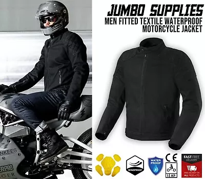 Men Fitted Motorcycle Jacket Textile Waterproof Jacket With CE Armour • $49.31