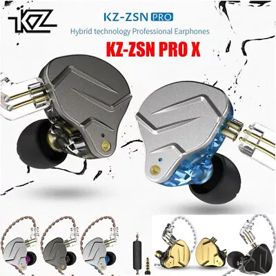 KZ ZSN Pro X Earphones 3.5mm Plug 1BA+1DD Hy Brid Technology HiFi IEM Earbuds • $35.02