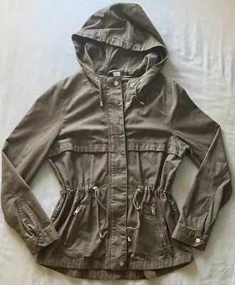 H&M Divided Hooded Jacket Coat Full Zip W/ Snaps Olive / Army Green (Women's 8) • $10.99