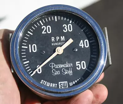 Stewart Warner Vintage 5K 5000 RPM 3 3/8  Tachometer - Pacemaker Sea Skiff • $109