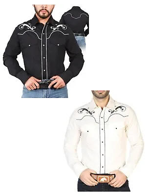 $39.99 • Buy Cowboy Shirt Camisa Vaquera Western Wear El General Long Sleeve Embroidered