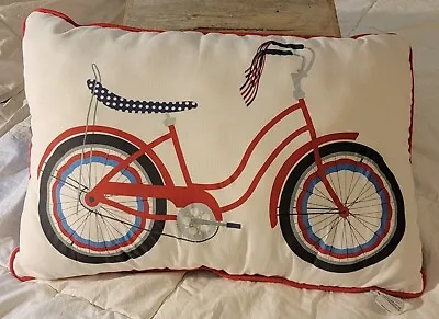 Martha Stewart Collection Red White  & Blue Bicycle Pattern 19x13 Throw Pillow  • $12