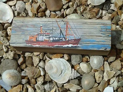 £11.99 • Buy Trawler Wooden Box Fishing Boat Treasure Pencil Chest - Fishing Floats Nautical