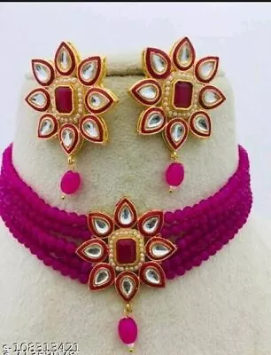 Indian Bridal Gold Plated Party Wear Choker Jewelry Necklace Set For Girls Women • $21.15