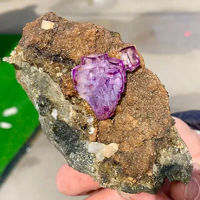 347G  Natural Purple Cubic Fluorite Crystal Cluster Mineral Sample • $407