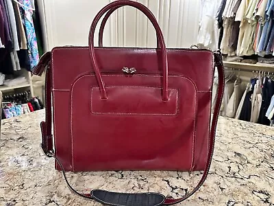 MCKLEIN Deep Red Leather MCKLEIN Laptop Briefcase Crossbody Shoulder Bag  Large • $25