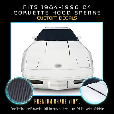 For 1984-1996 C4 Corvette Hood Spears Stripes Vinyl Decals - Matte Carbon Fiber • $17.10