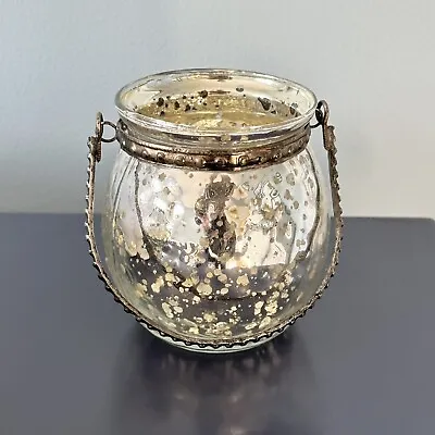 Mercury Glass Votive Candle Holder Hanging Jar Wedding Party Decor USED ONCE • $8.99