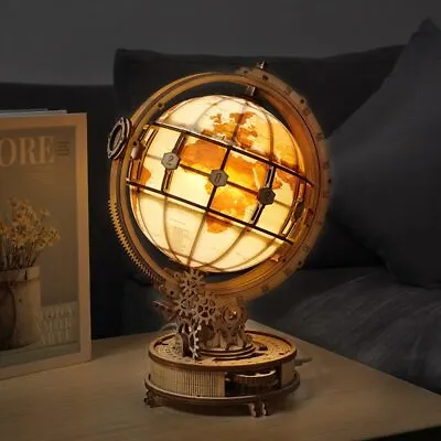 ROKR Luminous Globe 3D Wooden Puzzle Games Assemble Model Buliding Toys Gift • £49.99