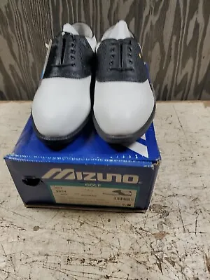 Mizuno MST Classic 9824 Men's White/Black Leather Golf Shoes Size 9 M Spikes • $50