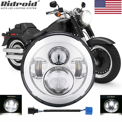 7  Inch LED Headlight Hi-Lo Beam Projector DOT For Harley-Davidson Fat Boy FLSTF • $30.99