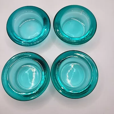 Ikea Set Of 4 Votive Candle/Tea Light Holders - Aquamarine Glass • $12.95