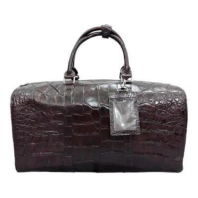 Alligator Belly Brown Duffel Bag Genuine Real Crocodile Travel Sport Gym Bags • $950