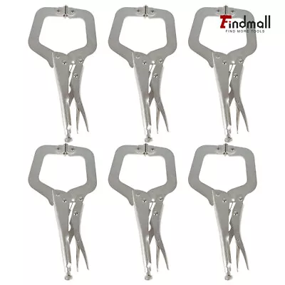 Findmall 6Pack 11  C Clamp Locking Pliers Adjustable Locking Welding &Swivel Pad • $29.62