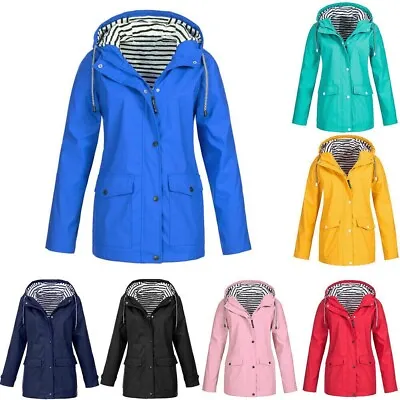 Womens Waterproof Raincoat Forest Ladies Outdoor Wind Rain Jacket Coat Plus Size • £17.68