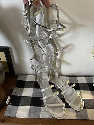 Drean Pairs 6 Gladiators Knee High Sandals Silver NWOT Zipper • $31.97