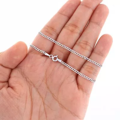 10K White Gold Solid 2mm-10mm Cuban Curb Link Chain Pendant Necklace 16 - 30  • $149.99