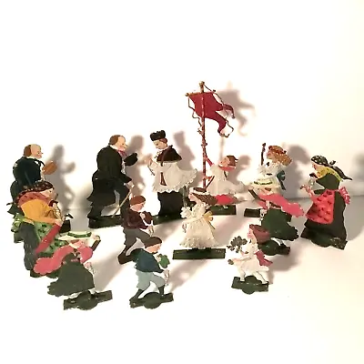 (13) Vintage GERMAN LEAD FLAT Figures - All Original Paint - REVERSIBLE Unmarked • $90