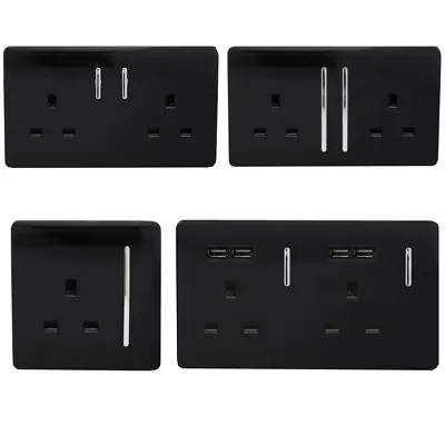 Trendi Switch Modern Piano Black Designer Plug Sockets Single Double & USB • £11.95