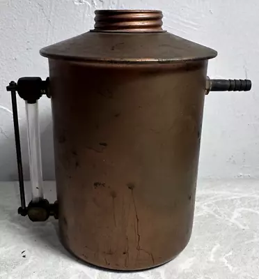 Vintage 6 1/2   Tall Stove Top Copper Distiller W Glass Handle Level Sight Glass • $75