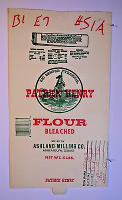 $15 • Buy Vintage Sack Paper Bag - PATRICK HENRY FLOUR, ASHLAND MILLING, ASHLAND VA 2000