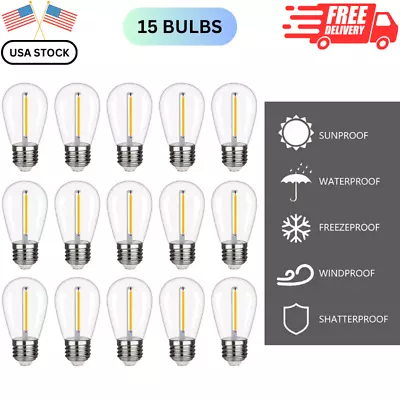 Waterproof S14 LED Light Bulbs Outdoor String Lights Replacement E26 Base 15Pack • $13.79