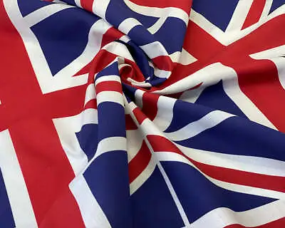 UK Flag Union Jacks.  King's Coronation Cotton Fabric (9 Flags Per M) Per 1/2m • £4.99