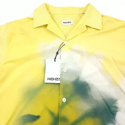 $390 KENZO Cotton Floral & Check Print Button Down Camp Shirt Mens Size Medium • $149.99