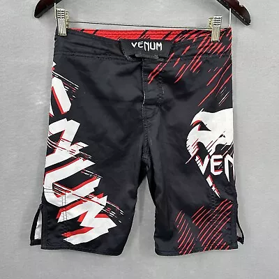 VENUM Fight Team MMA Jiu Jitsu Shorts Kids 12 Small Black Tie Waist Black Red • $24.95