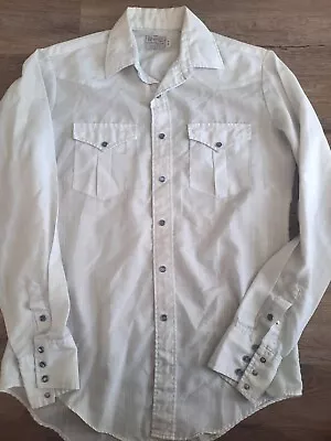 Vintage H Bar C Pearl Snap Button Shirt Ranchwear Long Tail Made In USA.  • $19.99