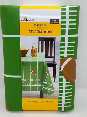 Way To Celebrate Harvest Green Football Field Vinyl Tablecloth 60 X 84 Inch NEW • $10.80