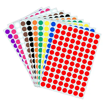 8mm Coloured Stickers Dot Round Sticky Adhesive Circles Labels School Marking • £3.99