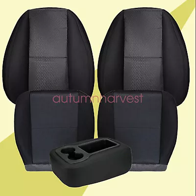 For 07-14 Chevy Silverado GMC Sierra Front Bottom & Top Cloth Seat Cover Black • $120.29