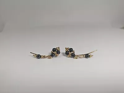 Gorgeous Hematite Beaded Earrings Ear Vines Handmade Jewelry Gift   • $40