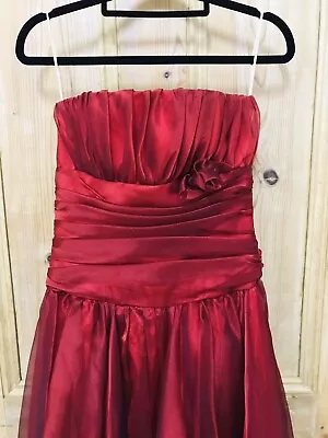 Original Vintage 80s Dress ELIZABETH DE VARGA Bridesmaid Wedding Maroon Red • $65