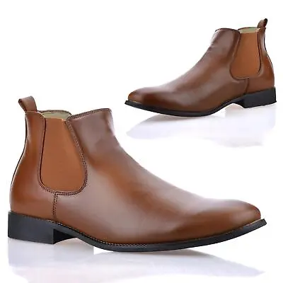 Mens Smart Formal Chelsea Dealer Memory Foam Casual Work Ankle Boots Shoes Size • £24.98