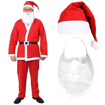 £12.99 • Buy Adult Santa Suit Father Christmas Fancy Dress Costume Mens Xmas Outfit Santacon