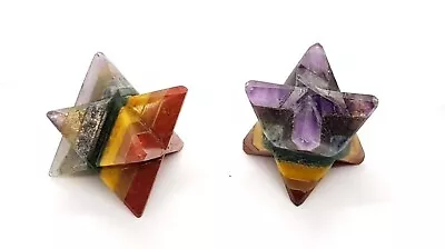 7 Chakra Merkaba Reiki Spiritual Sacred Spirit Energy Balancing Gift Stones X 2 • £9.95